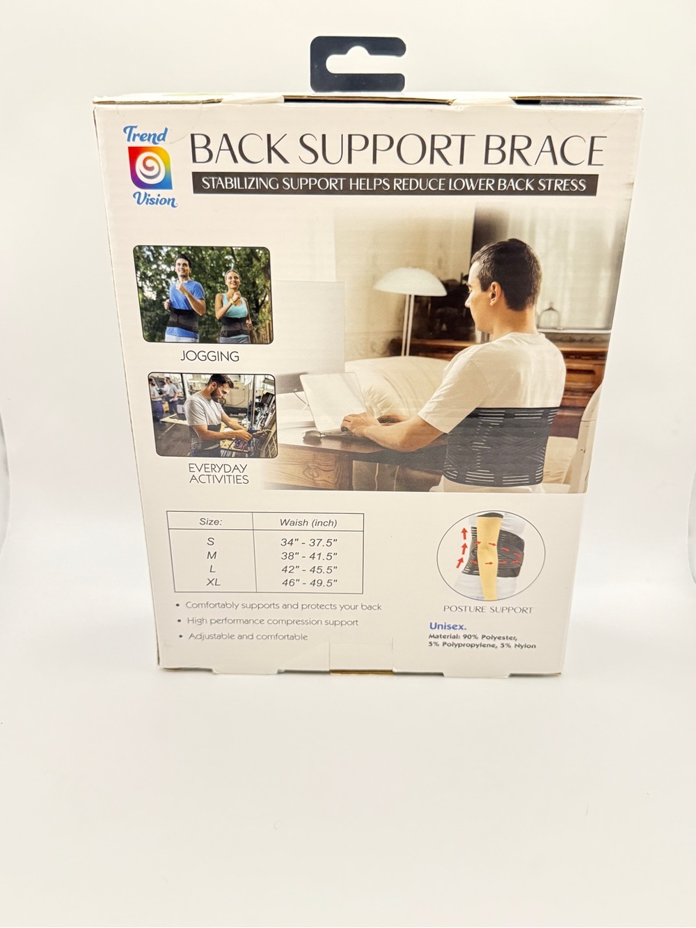 Back Support Brace - Black (Size L) - Picture 2 of 4